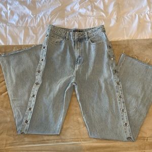 Nasty Gal Eyelet Detail Flared Jeans